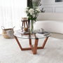 Hanah Home Mesa de Centro Lotus con Cristal Templado y Madera